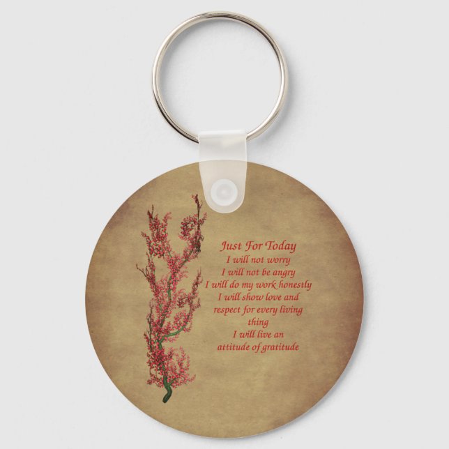Porte-clés Juste Pour Aujourd'Hui Citation Inspirationnelle (Recto)