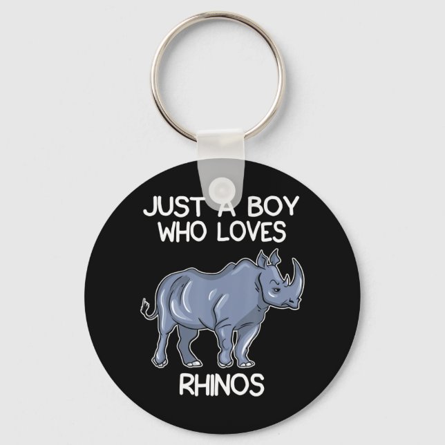 Porte-clés Juste Un Garçon Qui Aime Rhinos Lover Cadeau Rhino (Recto)