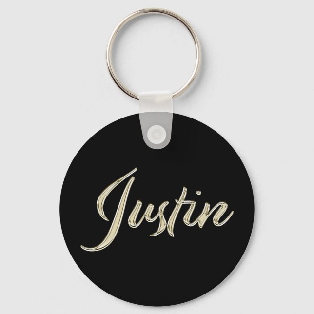 Porte-clés Justin Name whitegold Button (Recto)