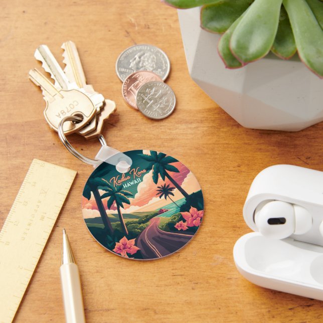 Porte-clés Kailua Kona Hawaii Big Island Sunset Retro (Bureau)