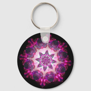 Porte-clés Kaléidoscope de Starburst de Neon brillant en rose