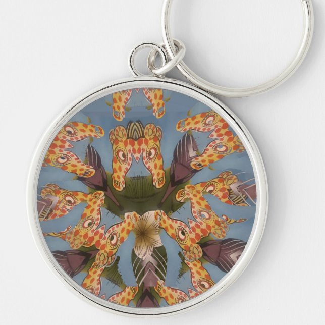 Porte-clés Kaleidoscope Giraffe Mandala : Safari Art Abstrait (Devant)
