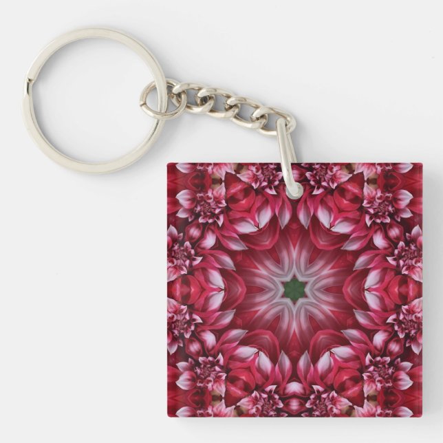 Porte-clés Kaleidoscopic Crimson Dahlia (Devant)