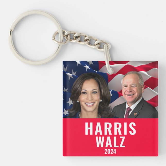 Porte-clés Kamala Harris Et Tim Walz 2024 (Devant)