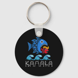 Porte-clés Kamala sur Trump Vague Bleue Gros Poisson Mange Pe