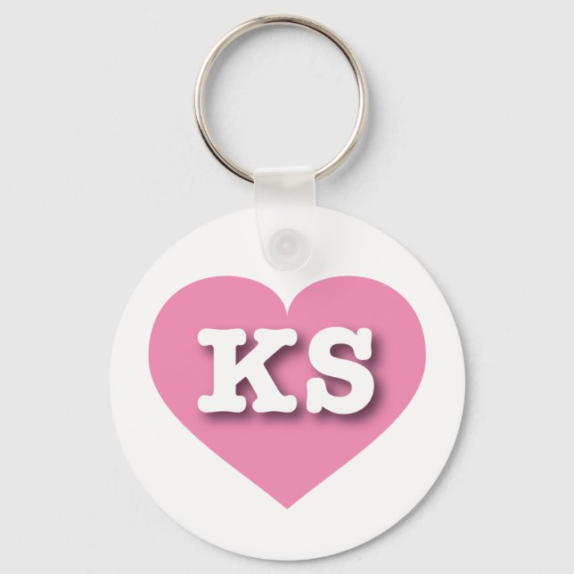 Porte-clés Kansas Coeur rose - J'aime KS (Recto)