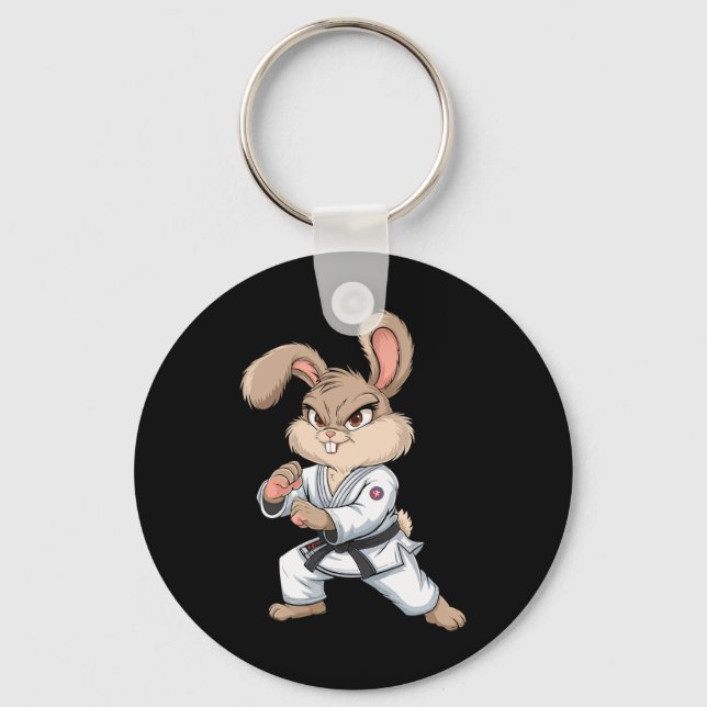 Porte-clés Karate Bunny Arts Martiaux Rabbit Drôle Pour Les E (Recto)