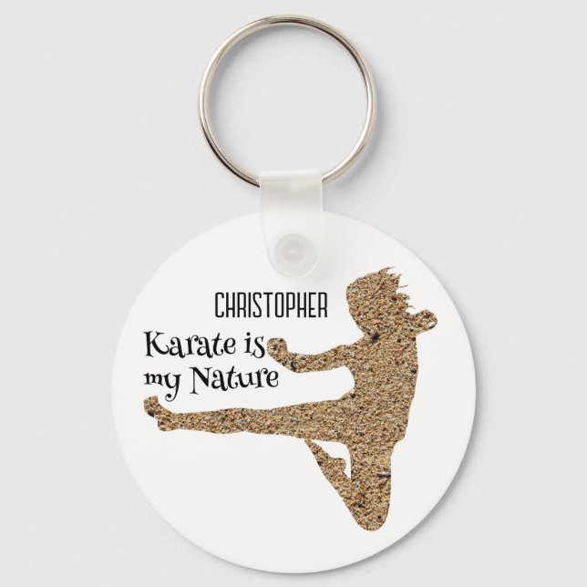Porte-clés Karate d'art martial Silhouette personnalisée (Recto)
