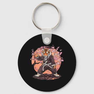 Porte-clés Karate Tigre Fleurs Sakura Taekwondo Jiu-Jitsu