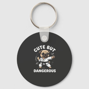 Porte-clés Karateka Pug Chien Mignon Mais Dangereux