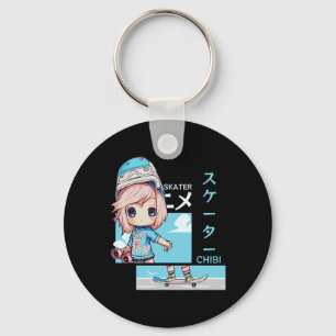 Porte-clés Kawaii Chibi Skateur Planche à roulettes Esthétiqu