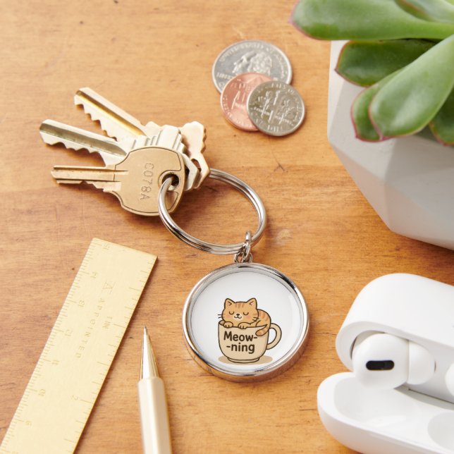 Porte-clés Kawaii Coffee Cat Keychain (Bureau)