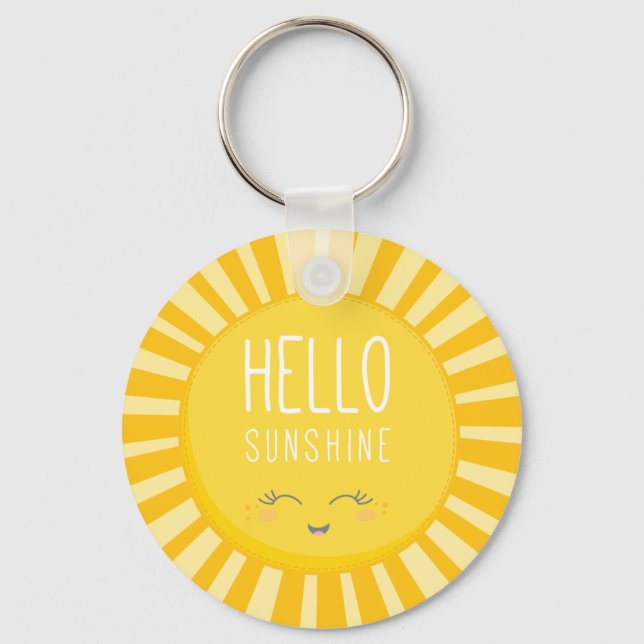 Porte-clés KAWAII SKY brillant jaune vif sourire soleil solei (Recto)