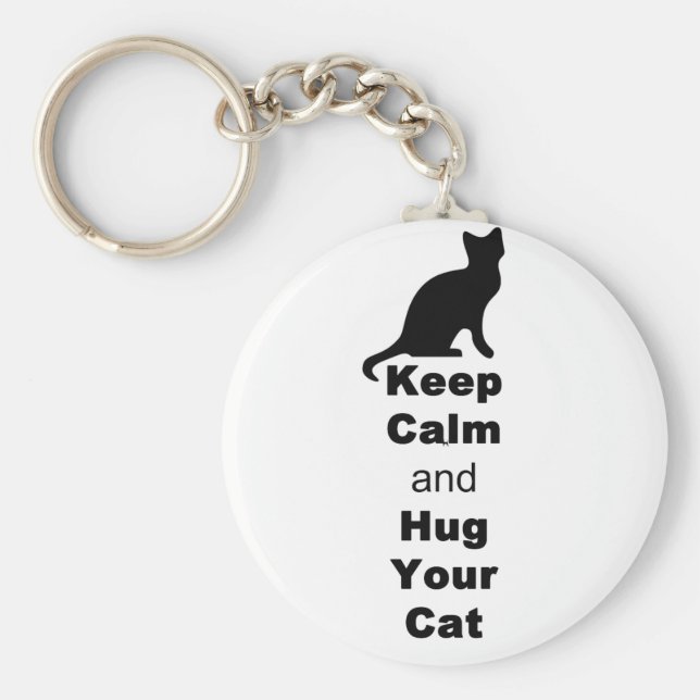 Porte-clés Keep Calm and Hug Your Cat (Devant)