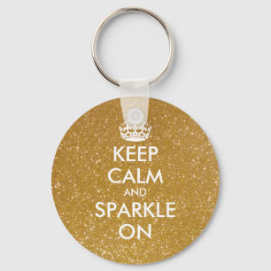Porte-clés Keep calm and sparkle on gold glitter keychains