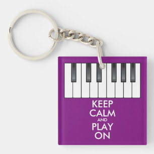Porte-clés KEEP CALME personnalisé et JOUER ON - piano clavie