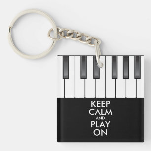 Porte-clés KEEP CALME personnalisé et JOUER ON - piano clavie