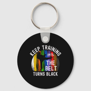 Porte-clés Keep Training Until Belt Turns Black Karate Taekwo