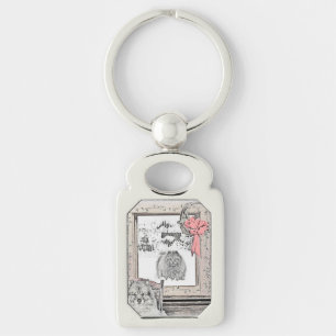 Porte-clés Keeshond Noël hiver fenêtre Peinture Chien Art