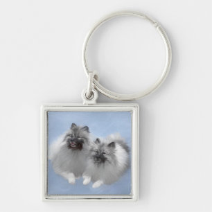 Porte-clés Keeshond Paire de Kees Peinture Art animal origina