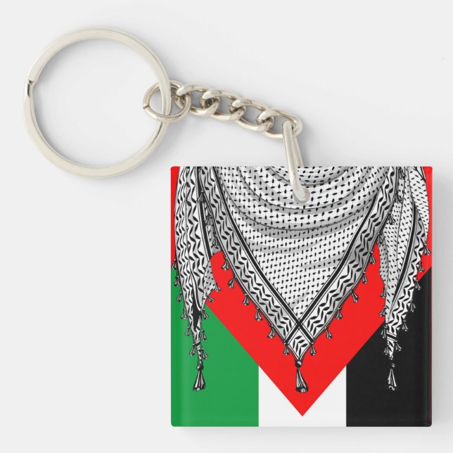 Porte-clés Keffiyeh Écharpe palestinienne tissu traditionnel (Devant)