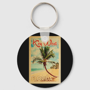 Porte-clés Key West Florida Palm Tree Beach Vintage Travel