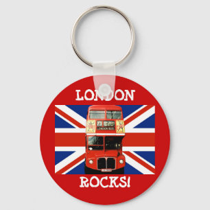 Porte-clés Keyring London Bus and British Flag