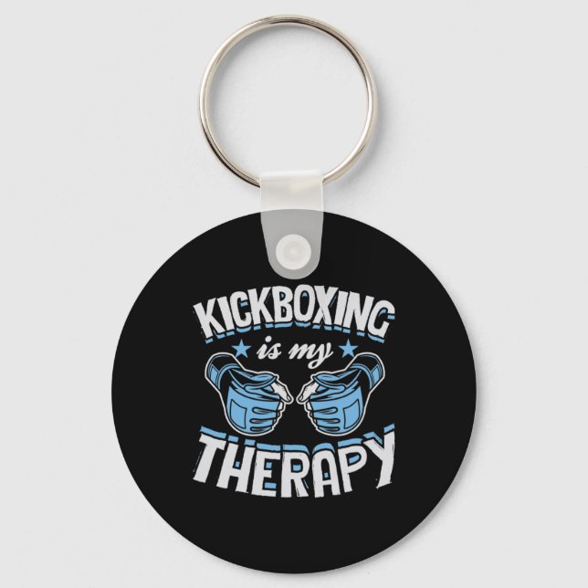 Porte-clés Kickboxing Is My Therapy Funny Boxing Karate Marti (Recto)