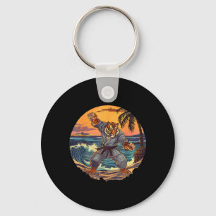 Porte-clés Kickboxing Tiger Plage Coucher de soleil Taekwondo