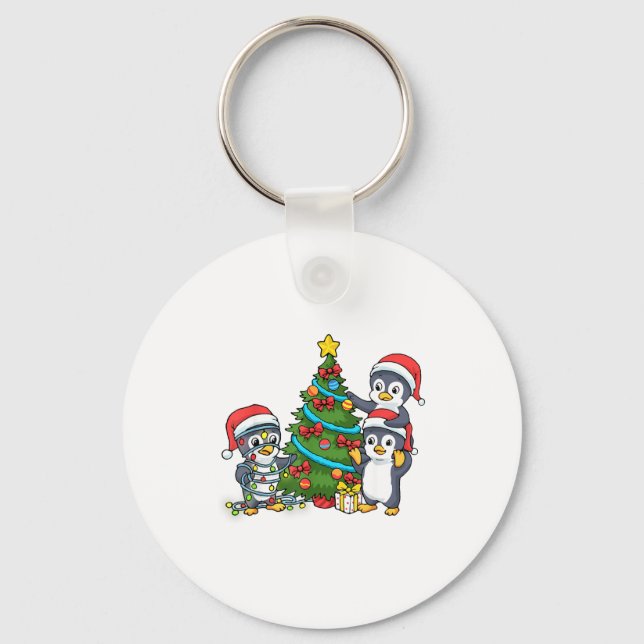 Porte-clés Kids Christmas Penguin Christmas Tree Lights Baubl (Recto)