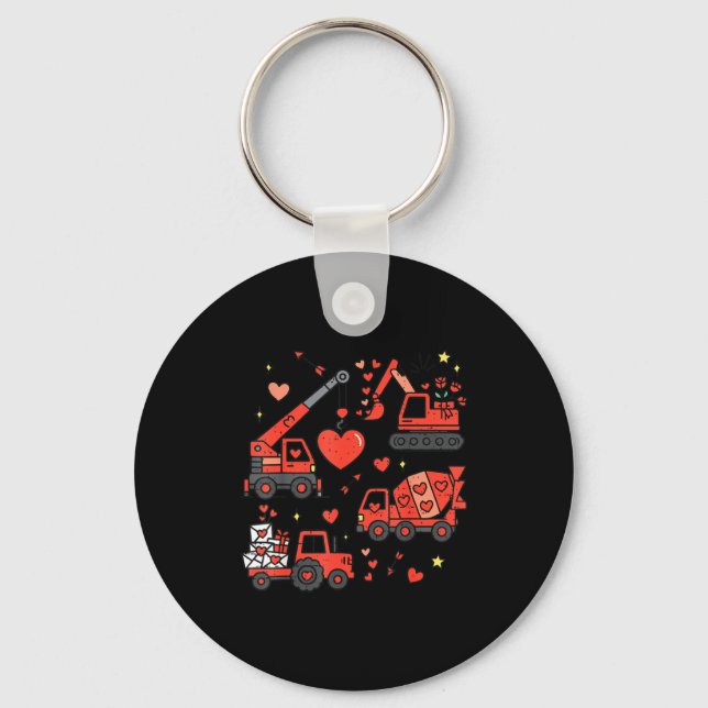 Porte-clés Kids Valentines Day Construction Trucks Funny Boys (Recto)