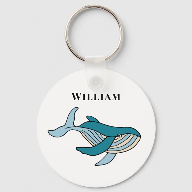 Porte-clés Kids Whale Classic Nom personnalisé (Recto)
