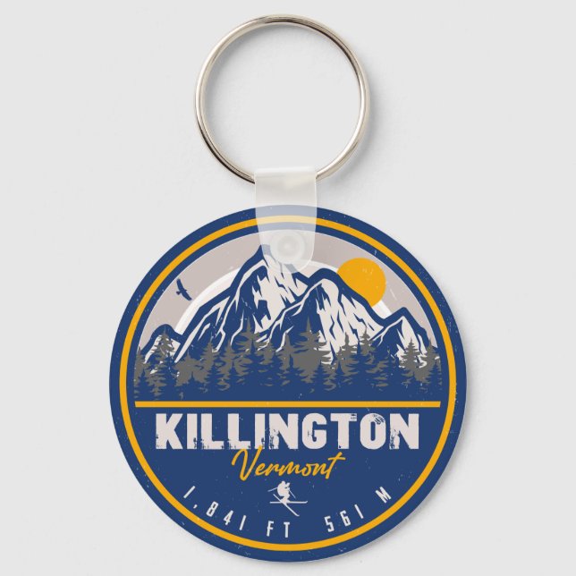 Porte-clés Killington Vermont Retro Sunset Ski Souvenirs (Recto)
