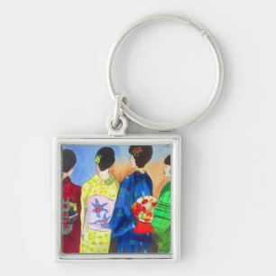 Porte-clés Kimono de printemps japonais Geisha art