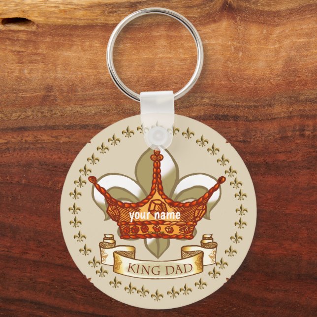 Porte-clés King Papa Royal Couronne nom personnalisé (Recto)