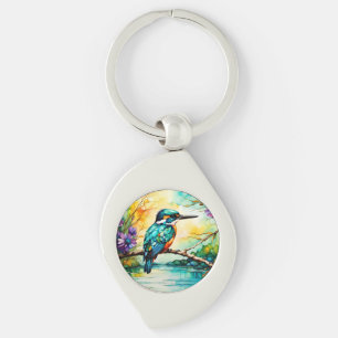 Porte-clés Kingfisher sur l'eau et les Fleurs sauvages