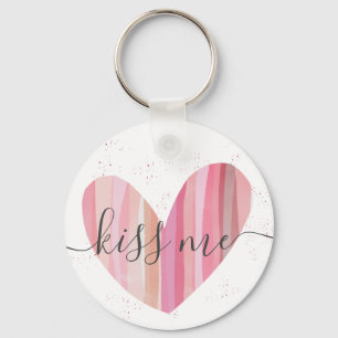 Porte-clés Kiss Me Cute Pink Textured Heart