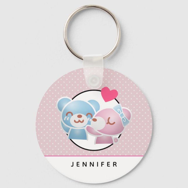 Porte-clés Kissing Bears mignon et Kawaii (Recto)