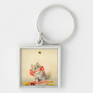 Porte-clés Kitten avec ruban rouge