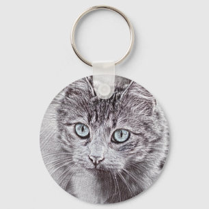 Porte-clés Kitten Love Cute Kitty Chat aux Yeux Bleus Lumineu