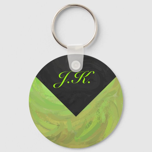 Porte-clés Kiwi Bash Vert et noir Monogramme (Recto)