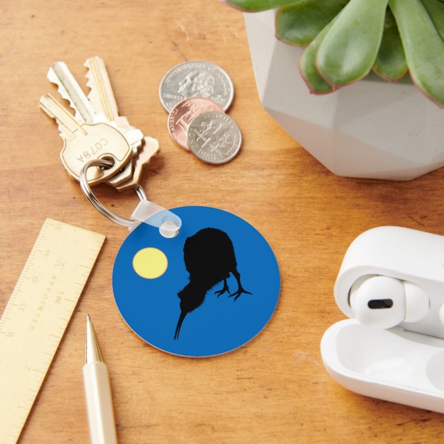 Porte-clés Kiwi Bird, Lune & Texte Nouvelle-Zélande, Bro / Mo (Bureau)