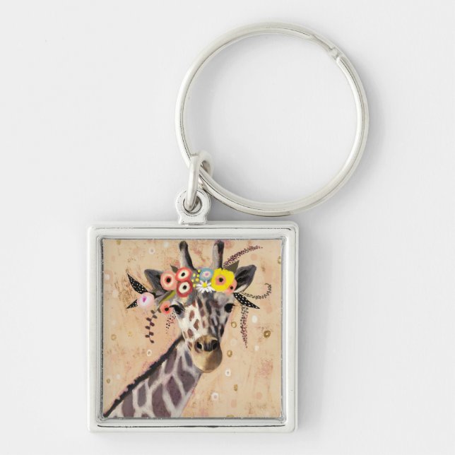 Porte-clés Klimt Giraffe | Couronne De Fleurs (Devant)