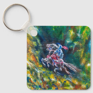 PORTE-CLÉS KNIGHT LANCELOT, CHEVAL EN FORÊT VERTE