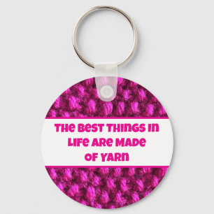 Porte-clés Knit Crochet rose Motif Crafty Love Fil