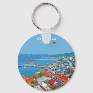 Porte-clés Ko Sichang, Thaïlande - Vue animée du port