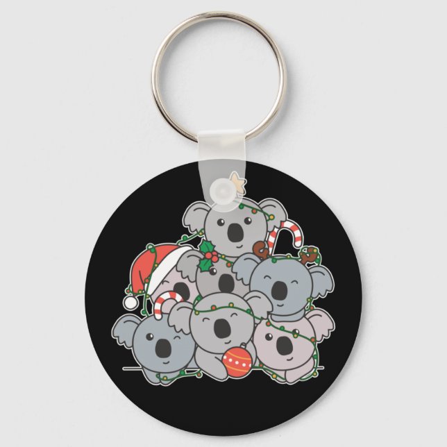 Porte-clés Koala Christmas Tree Drôle animal Noël Keycha (Recto)