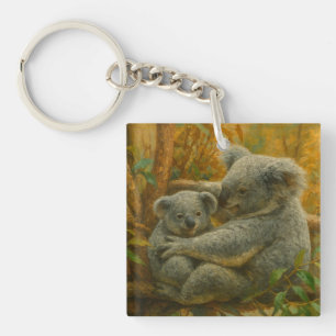 Porte-clés Koala Mother et Joey dans la canopée d'automne