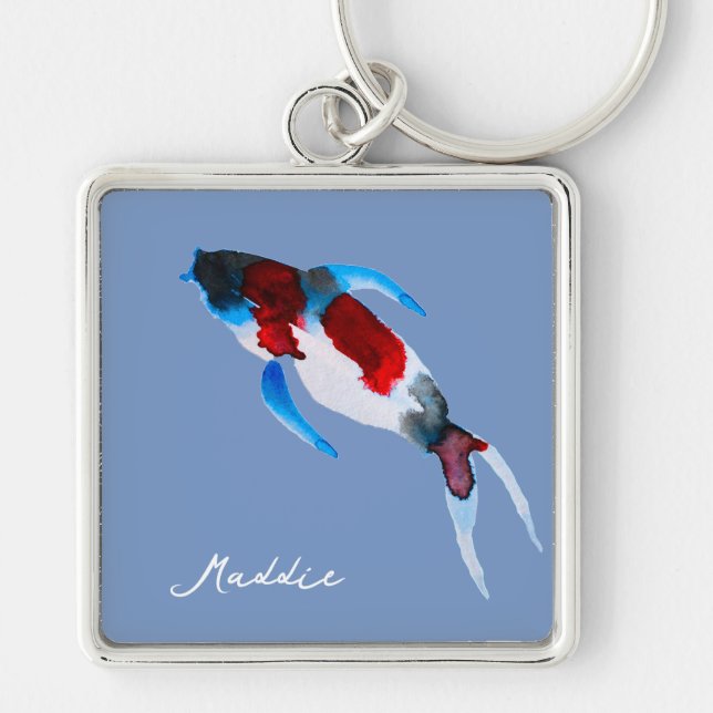 Porte-clés Koi poisson aquarelle fine art (Devant)