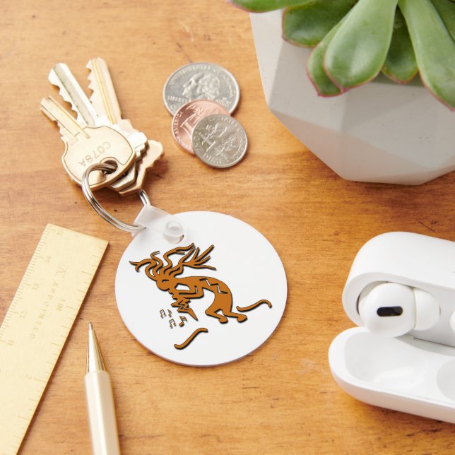 Porte-clés Kokopelli Merrymaker Notes musicales (Bureau)
